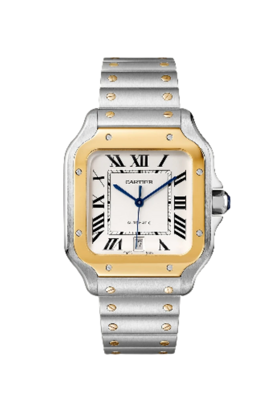 Santos De Cartier Gold & Steel LRG White