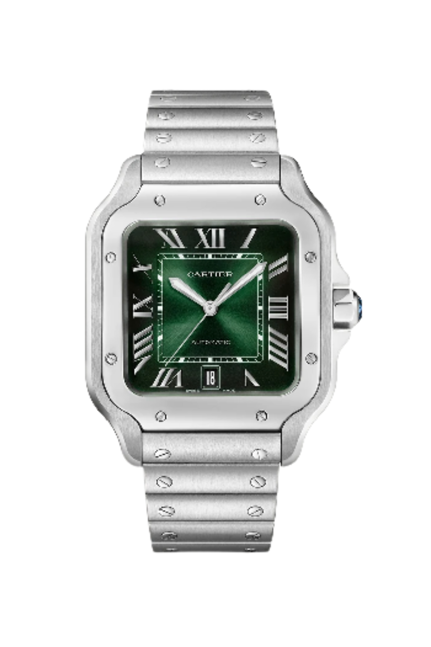 Santos De Cartier Steel LRG Green