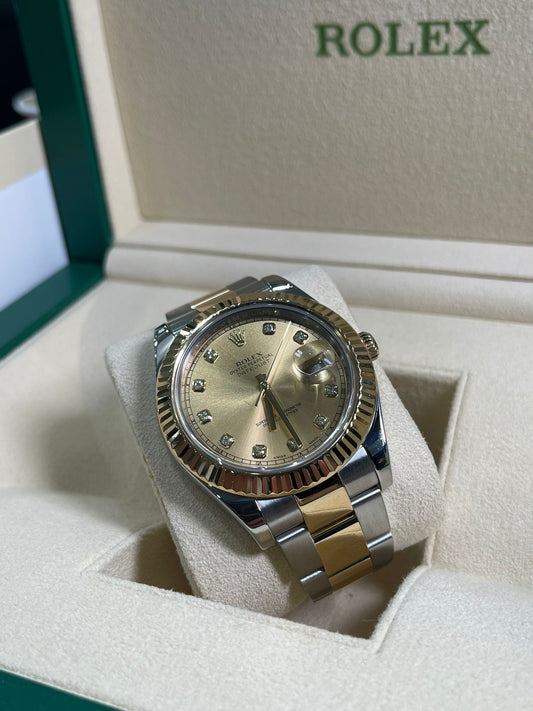 Datejust 41 Steel & Gold Champagne Diamond Dial