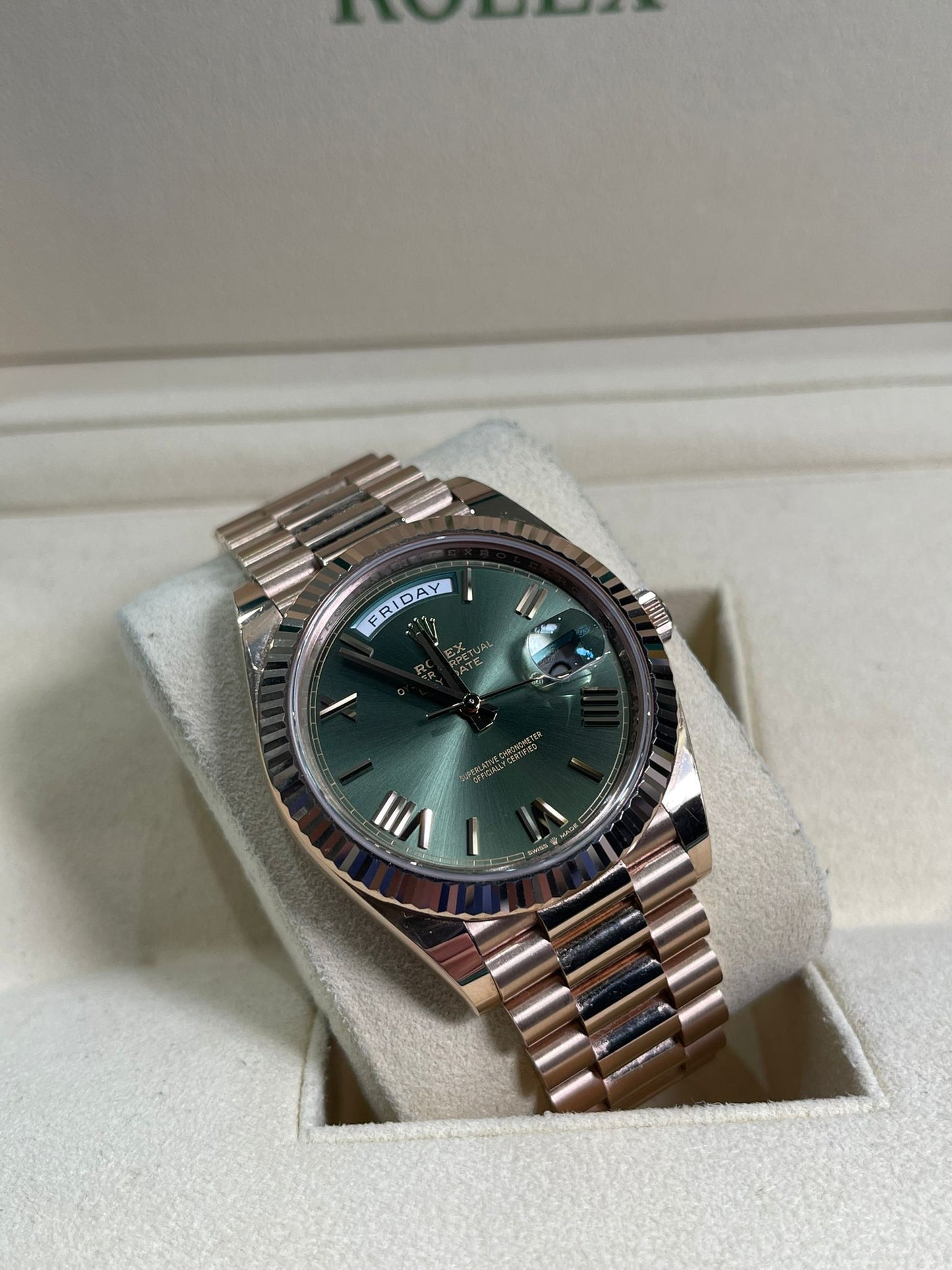 Daydate 40 Anniversary 18K Rose Gold 'Olive'
